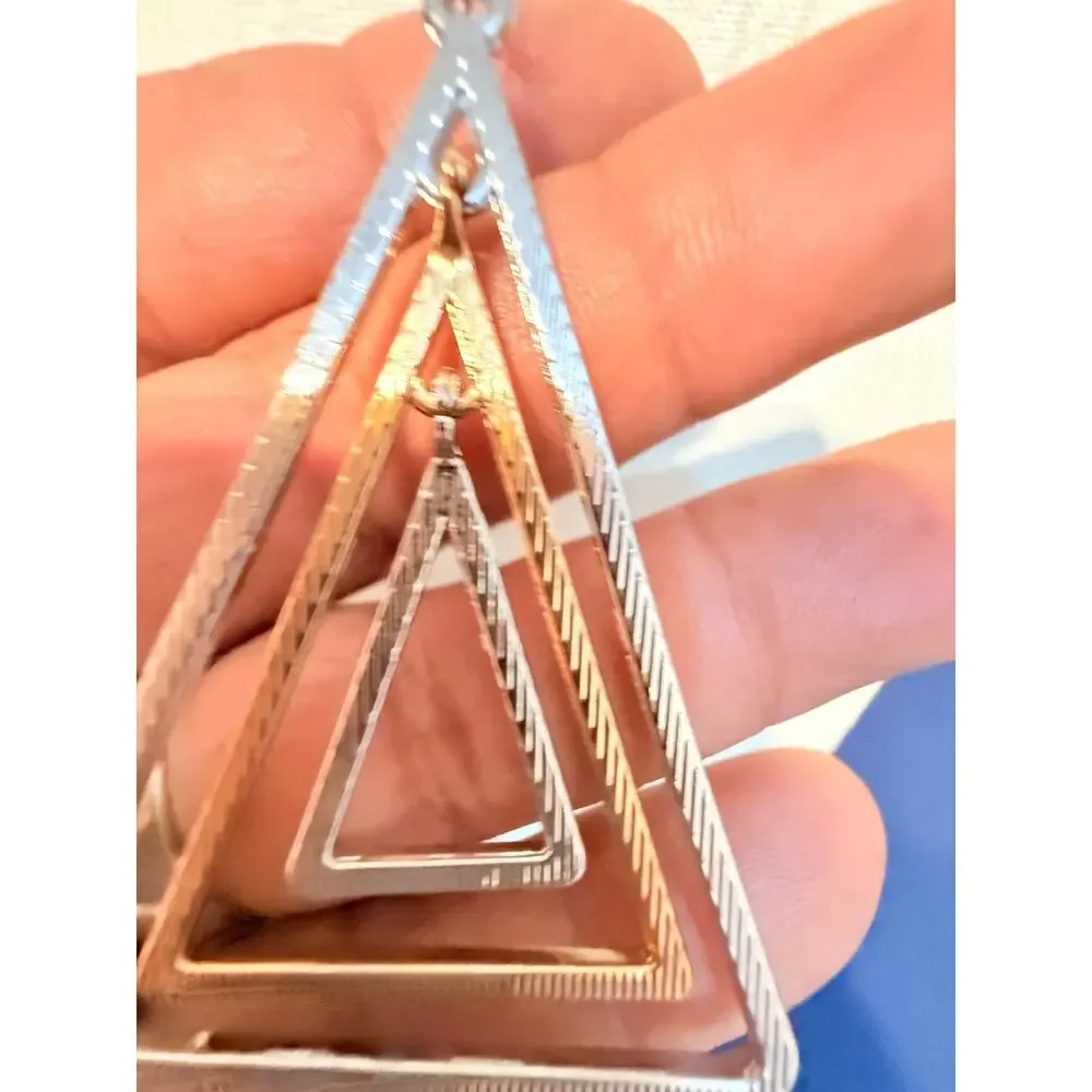 Vintage 32” Geometric Triangle Pendant Necklace
